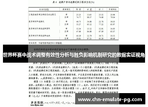 世界杯赛中战术调整有效性分析与胜负影响机制研究的数据实证视角